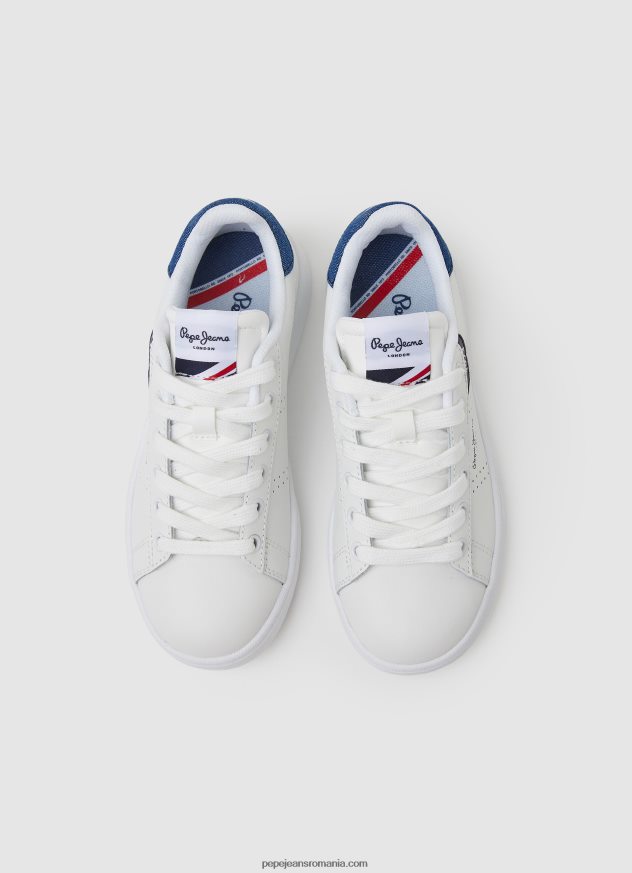 adidași player de bază din piele băiat Pepe Jeans alb 6Z0R461524 - imagine 2