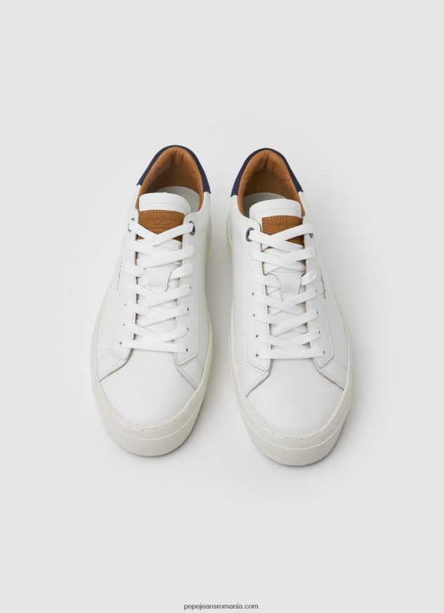 adidasi yogi din piele originali bărbați Pepe Jeans alb 6Z0R461186 - imagine 3