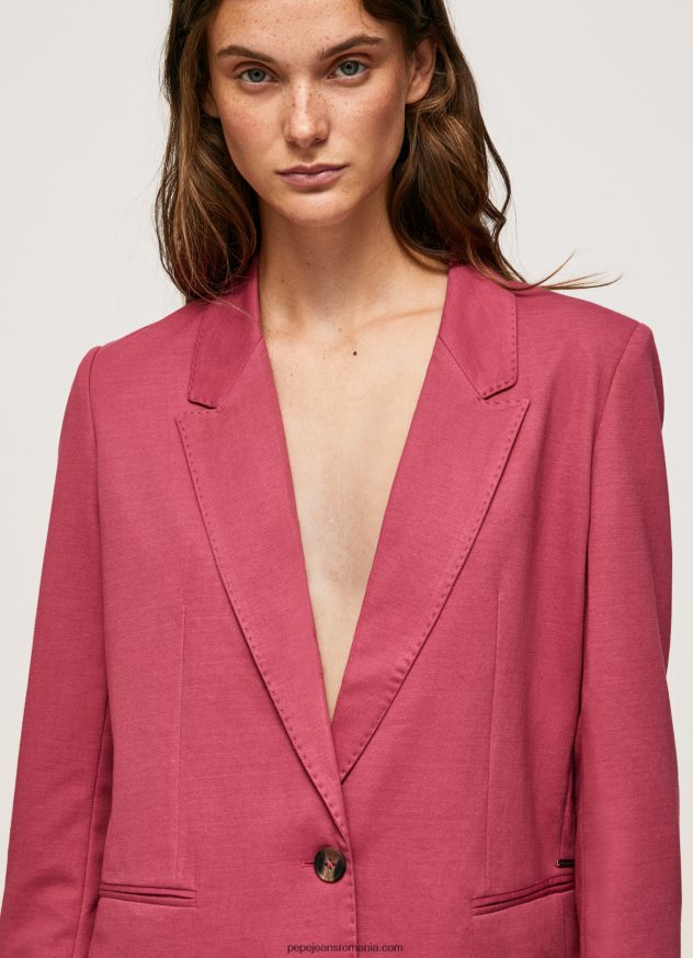 blazer simplu cu umeri femei Pepe Jeans fard de obraz închis 6Z0R46112 - imagine 3