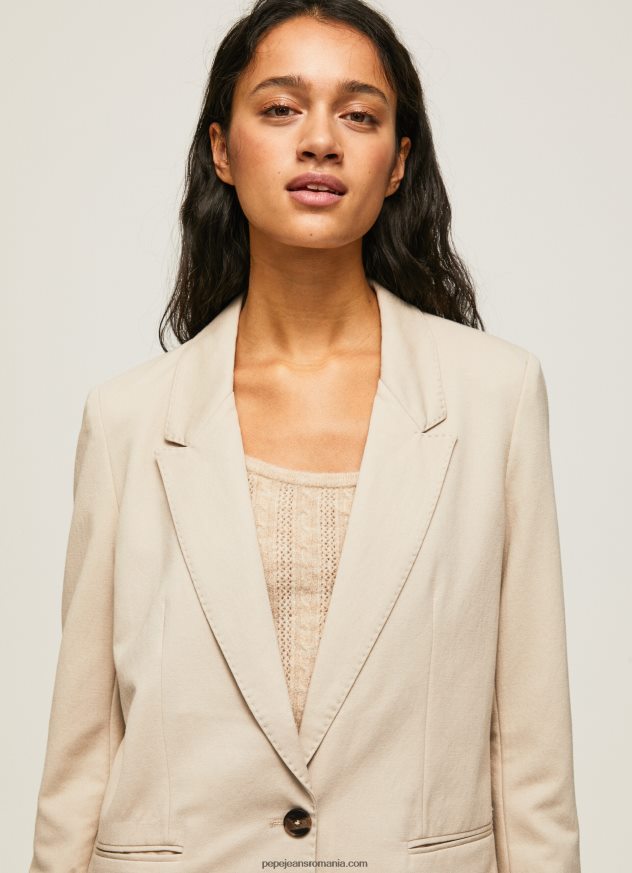 blazer simplu cu umeri femei Pepe Jeans piele de bivol 6Z0R46134 - imagine 3