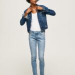 blugi skinny pixie cu talie medie femei Pepe Jeans denim 6Z0R4642