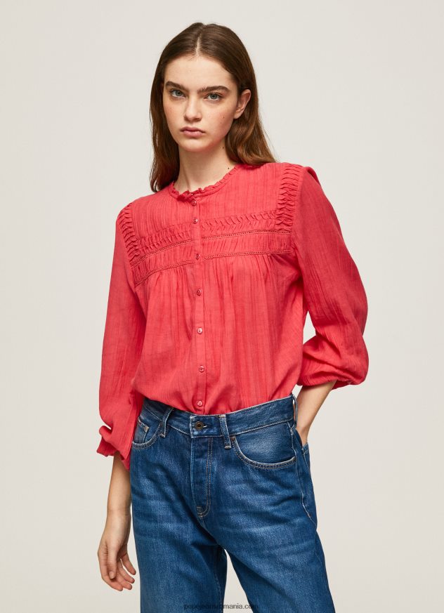 bluza_plisata_ajurata_femei_pepe_jeans_studio_rosu_6z0r46321.jpg bluză plisată ajurata femei Pepe Jeans studio roșu 6Z0R46321 - imagine 1