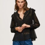 bluza plumeti semitransparenta femei Pepe Jeans negru 6Z0R46328