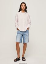 cămașă cu formă normală cu imprimeu în dungi femei Pepe Jeans roz moale 6Z0R46332 - imagine 2
