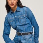 cămașă din denim slim fit femei Pepe Jeans denim 6Z0R46320