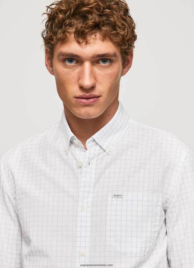 cămașă din poplin larry slim fit bărbați Pepe Jeans albastru înălbitor 6Z0R461028 - imagine 3