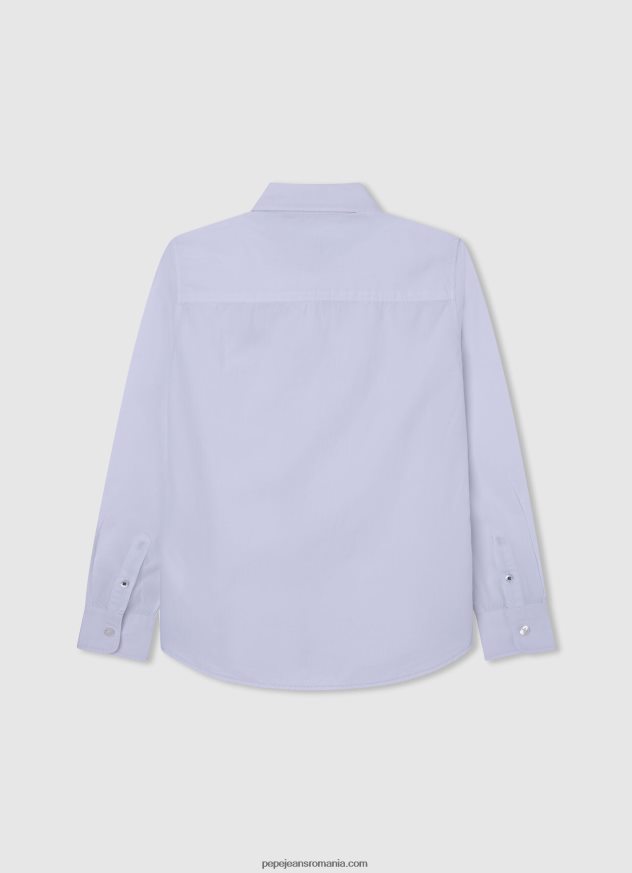 cămașă din poplin maldon cu fit regulat băiat Pepe Jeans alb 6Z0R461662 - imagine 2