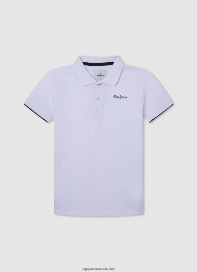 cămașă din poplin maldon cu fit regulat băiat Pepe Jeans alb 6Z0R461662 - imagine 4