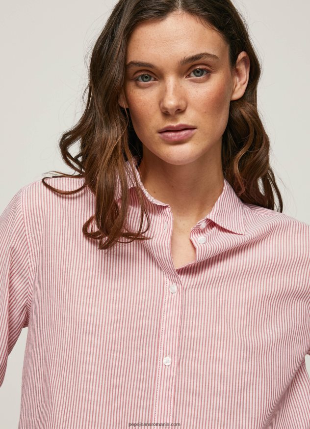 cămașă din voile de bumbac în dungi femei Pepe Jeans studio roșu 6Z0R46348 - imagine 3