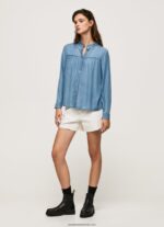 cămașă regulată cu guler mao femei Pepe Jeans albastru 6Z0R46351 - imagine 2