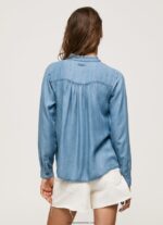 cămașă regulată cu guler mao femei Pepe Jeans albastru 6Z0R46351 - imagine 4