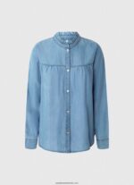 cămașă regulată cu guler mao femei Pepe Jeans albastru 6Z0R46351 - imagine 5