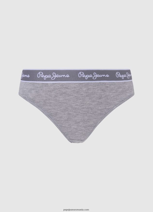 chiloți clasici cu logo imprimat femei Pepe Jeans marnă cenușie 6Z0R46546 - imagine 3