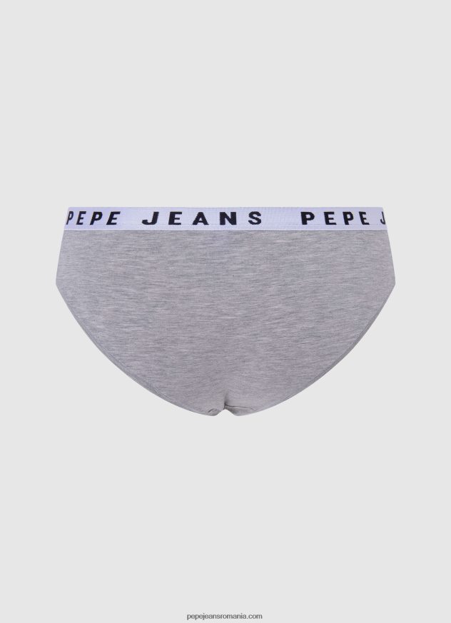 chiloți clasici cu logo imprimat femei Pepe Jeans marnă cenușie 6Z0R46552 - imagine 2