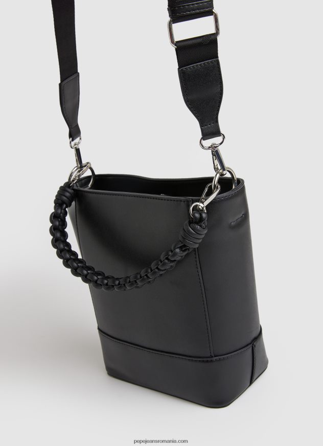 geantă cu găleată cu mâner dublu femei Pepe Jeans negru 6Z0R46732 - imagine 2