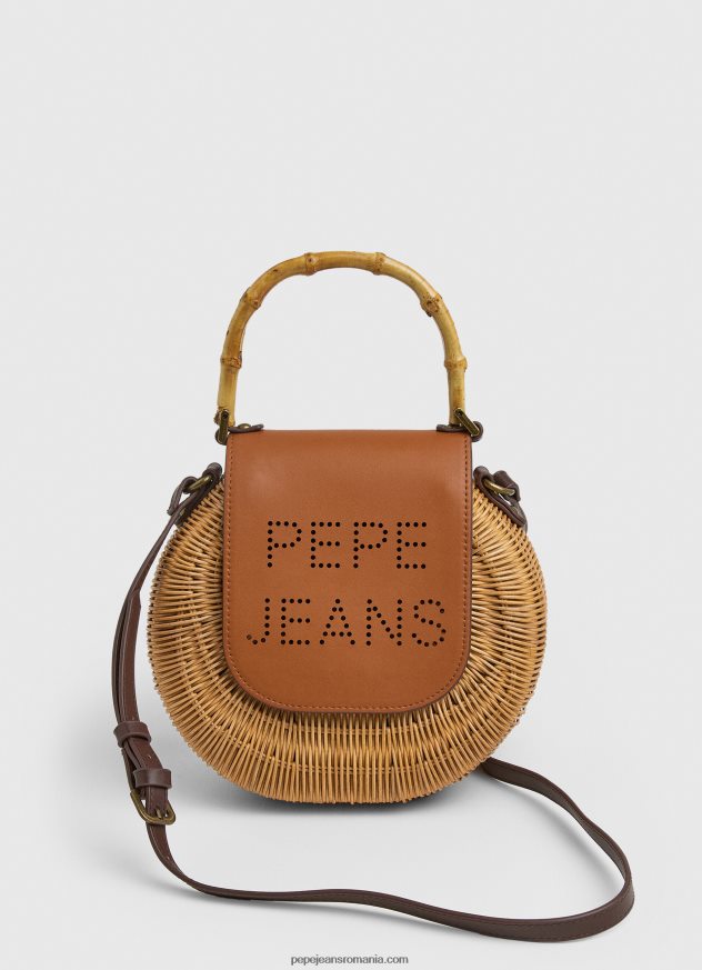 geantă de mână din răchită lucrată manual femei Pepe Jeans tutun 6Z0R46716 - imagine 2