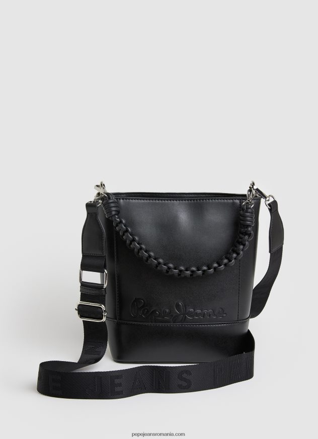 geanta de umar cu maner detasabil femei Pepe Jeans negru 6Z0R46734 - imagine 5