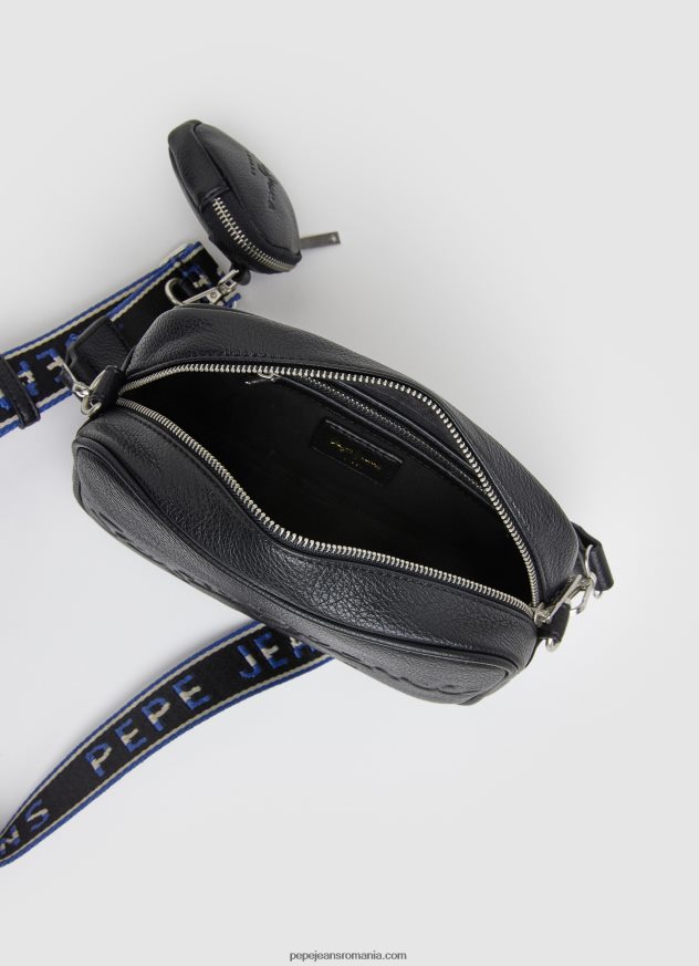 geantă maxi crossbody cu logo în relief femei Pepe Jeans negru 6Z0R46713 - imagine 3