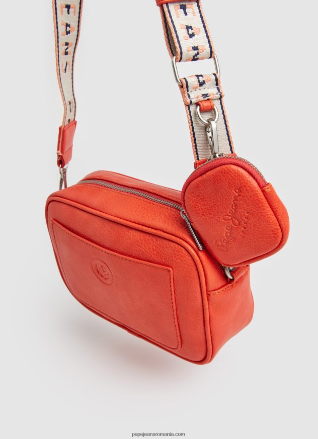 geantă maxi crossbody cu logo în relief femei Pepe Jeans piersică 6Z0R46715 - imagine 2