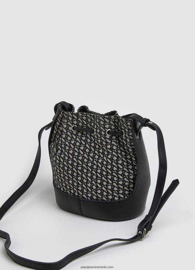 geantă tip găleată din jacquard femei Pepe Jeans negru 6Z0R46730 - imagine 2