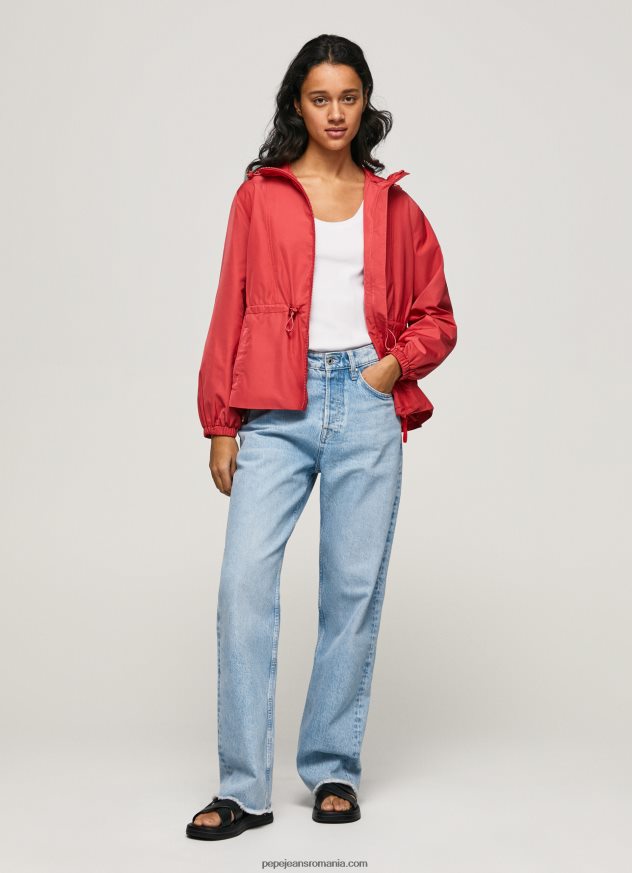 jachetă de vânt cu glugă femei Pepe Jeans studio roșu 6Z0R46129 - imagine 2