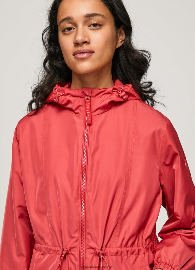 jachetă de vânt cu glugă femei Pepe Jeans studio roșu 6Z0R46129 - imagine 3