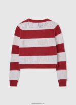 jerseu de bumbac cu imprimeu dungi fată Pepe Jeans studio roșu 6Z0R461402 - imagine 2