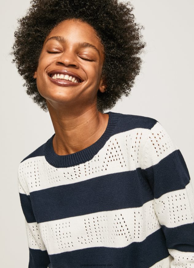 jerseu de bumbac cu imprimeu dungi femei Pepe Jeans dulwich 6Z0R46255 - imagine 1