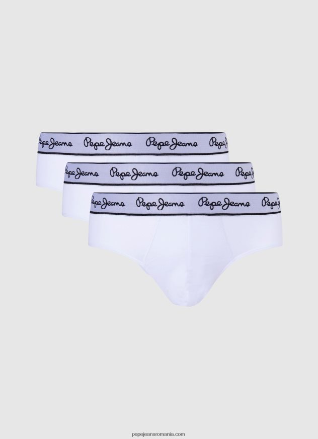 Pachet 3 slip elastic din bumbac bărbați Pepe Jeans alb 6Z0R461156 - imagine 1