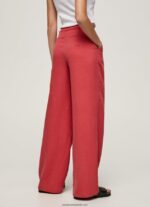 pantaloni largi plisați femei Pepe Jeans studio roșu 6Z0R46289 - imagine 4