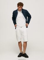 pantaloni scurți chino arkin cu pliuri bărbați Pepe Jeans fildeş 6Z0R461128