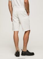 pantaloni scurți chino arkin cu pliuri bărbați Pepe Jeans fildeş 6Z0R461128 - imagine 4