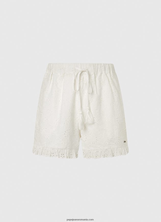 pantaloni scurți din bumbac cu detalii ajurate femei Pepe Jeans alb 6Z0R46534 - imagine 5