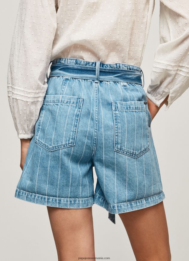 pantaloni scurți din denim cu imprimeu în dungi femei Pepe Jeans denim 6Z0R46478 - imagine 4
