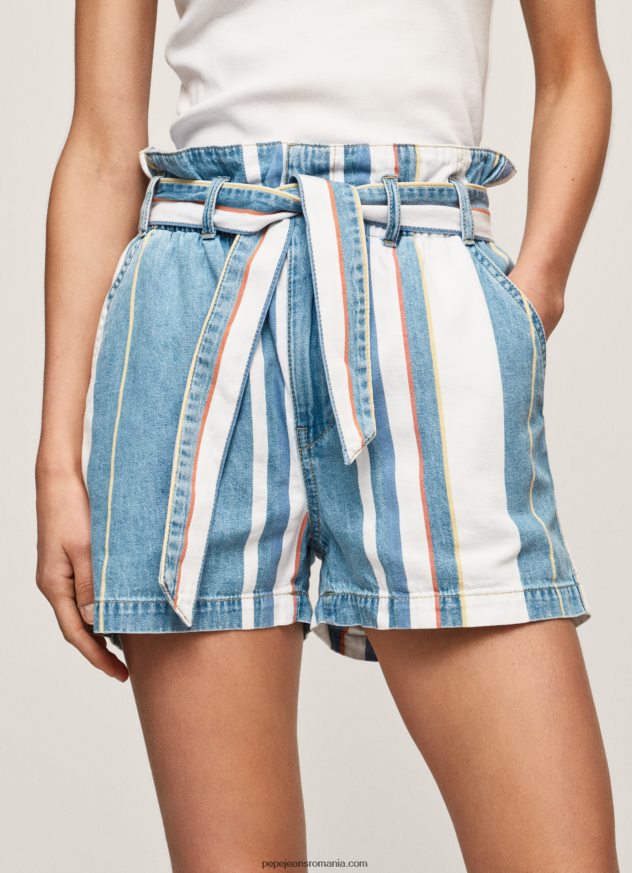 pantaloni scurți din denim cu imprimeu în dungi femei Pepe Jeans denim 6Z0R46493 - imagine 3