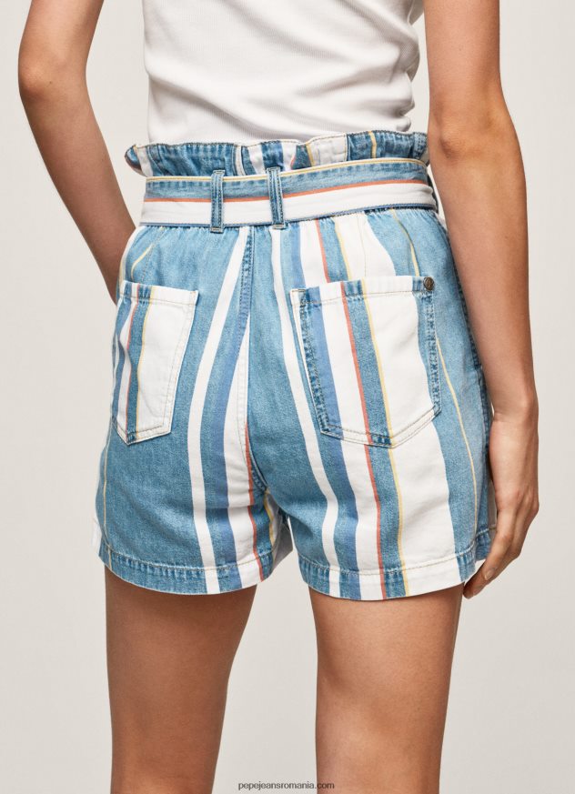 pantaloni scurți din denim cu imprimeu în dungi femei Pepe Jeans denim 6Z0R46493 - imagine 5