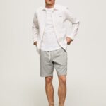 pantaloni scurti sport Edward bărbați Pepe Jeans marnă cenușie 6Z0R461140