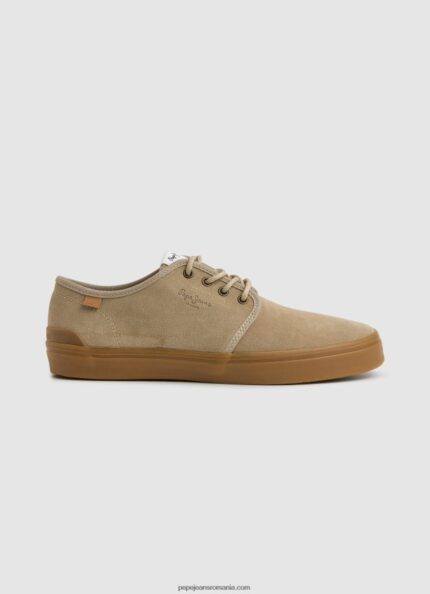pantofi colin adidași din piele femei Pepe Jeans nisip 6Z0R46639