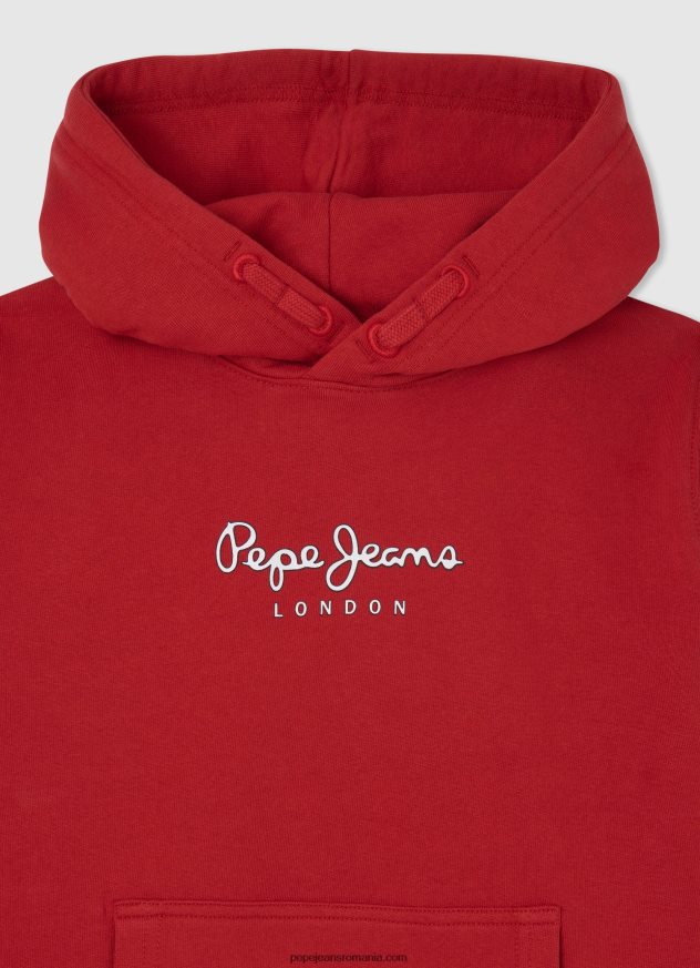 pulover cu glugă din bumbac băiat Pepe Jeans studio roșu 6Z0R461581 - imagine 3