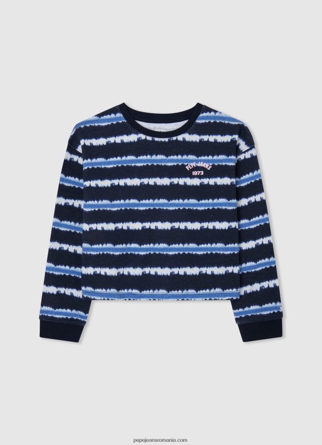pulover din bumbac cu dungi decolorate fată Pepe Jeans dulwich 6Z0R461408 - imagine 1