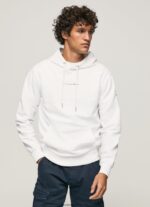 pulover din bumbac cu glugă bărbați Pepe Jeans alb 6Z0R46910