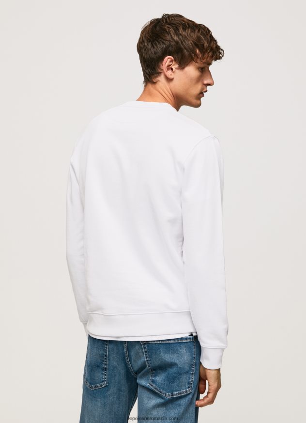 pulover din bumbac cu guler rotunjit bărbați Pepe Jeans alb 6Z0R46877 - imagine 4