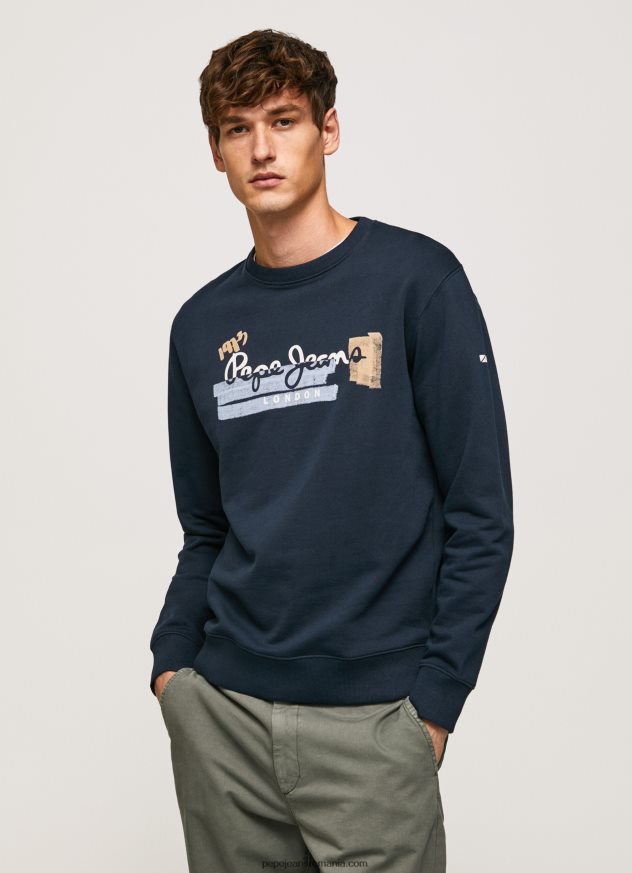 pulover din bumbac cu guler rotunjit bărbați Pepe Jeans dulwich 6Z0R46894 - imagine 2