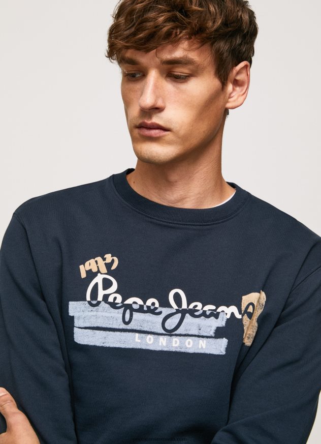 pulover din bumbac cu guler rotunjit bărbați Pepe Jeans dulwich 6Z0R46894 - imagine 3