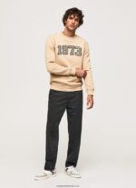 Pulover din bumbac cu logo 1973 bărbați Pepe Jeans piatră 6Z0R46889 - imagine 2