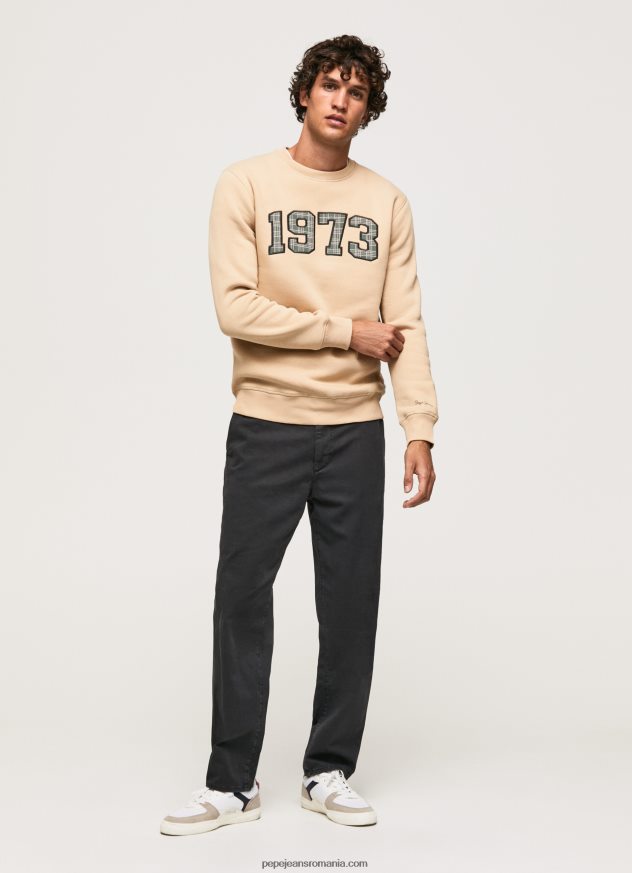 Pulover din bumbac cu logo 1973 bărbați Pepe Jeans piatră 6Z0R46889 - imagine 2