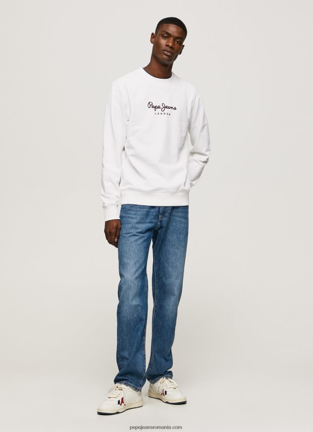 pulover din bumbac cu logo imprimat bărbați Pepe Jeans alb 6Z0R46880 - imagine 2
