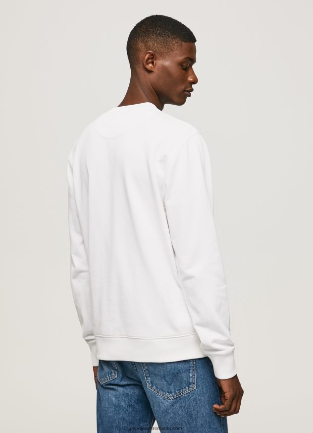 pulover din bumbac cu logo imprimat bărbați Pepe Jeans alb 6Z0R46880 - imagine 4