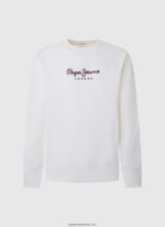 pulover din bumbac cu logo imprimat bărbați Pepe Jeans alb 6Z0R46880 - imagine 5
