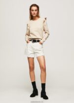 pulover din bumbac cu volane femei Pepe Jeans piele de bivol 6Z0R46284 - imagine 2